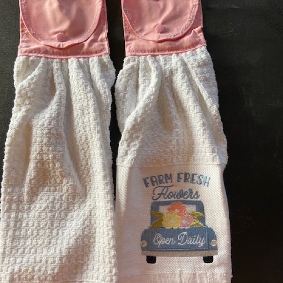 Farm Fresh Flowers Blue Rustic Truck Hanging Towels, Set of 2 Spring - Picture 1 of 1